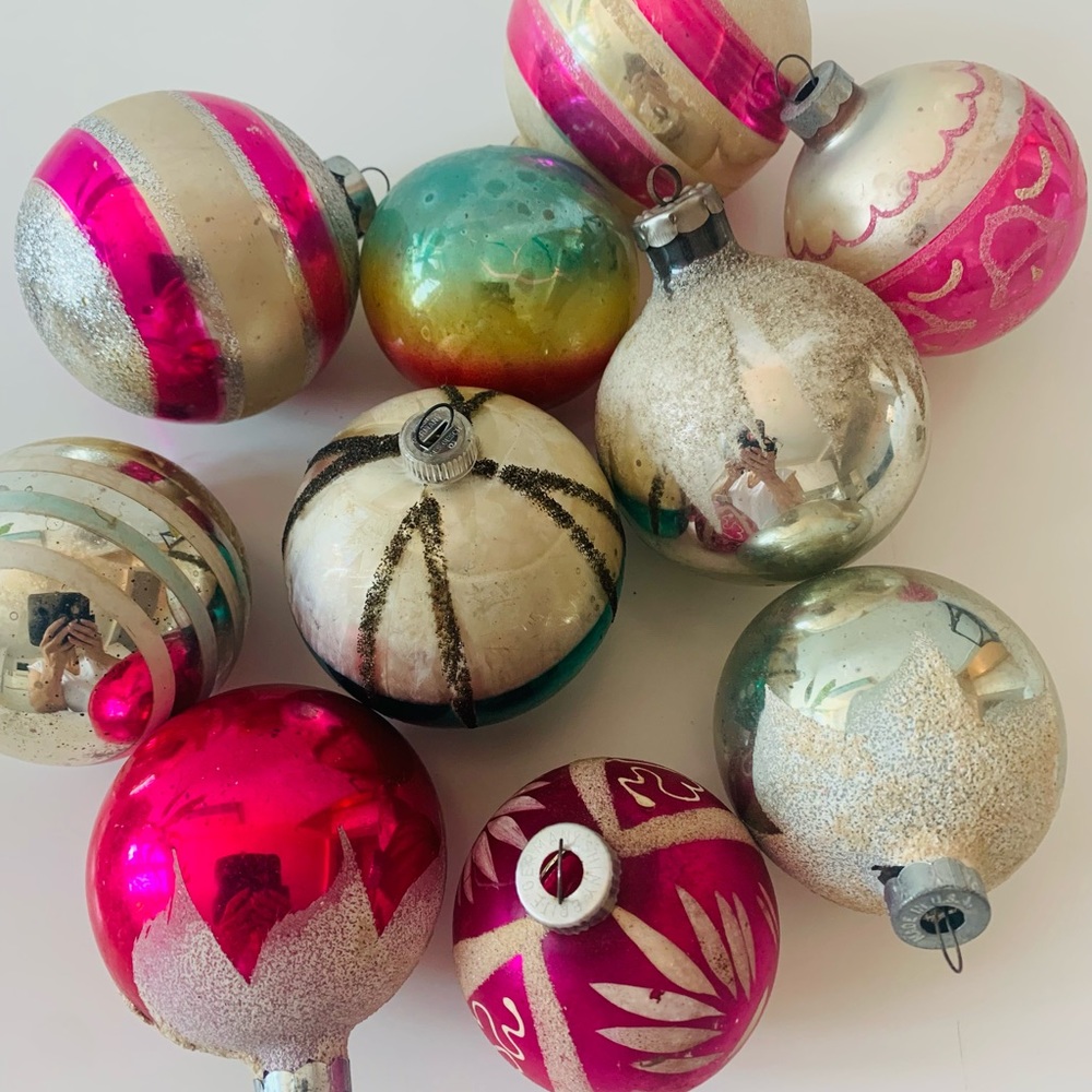 Large size Vintage mercury glass Christmas ornaments